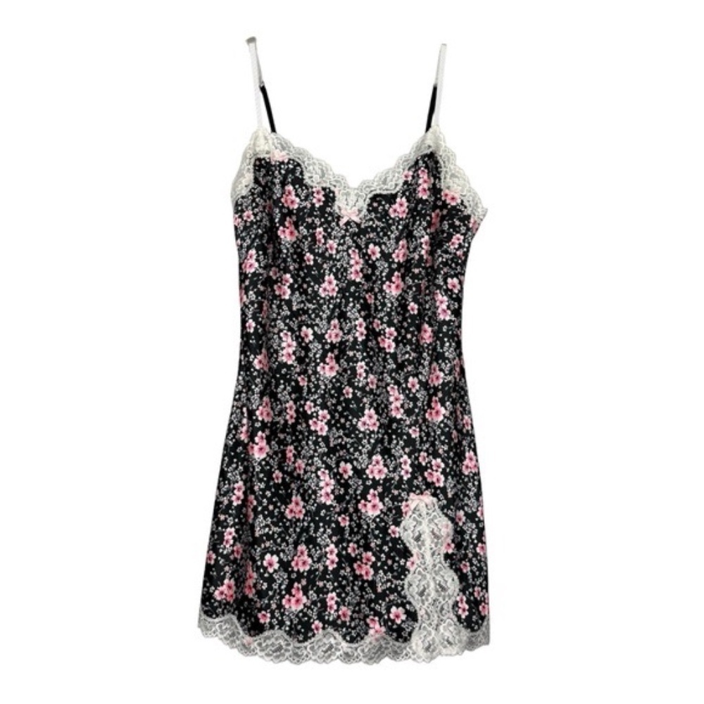 Victoria Secret Floral Satin/Lace Slip, Large, NWOT